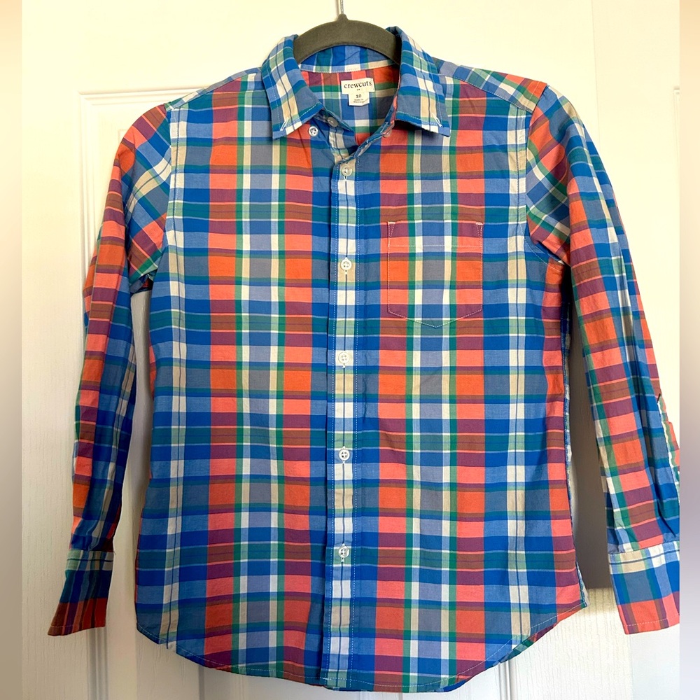 J. Crew Factory Boys’ Button Down Plaid Shirt, size 10
